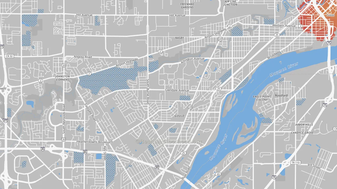 Transit Grade map of Glendale-Heatherdowns, Toledo, OH