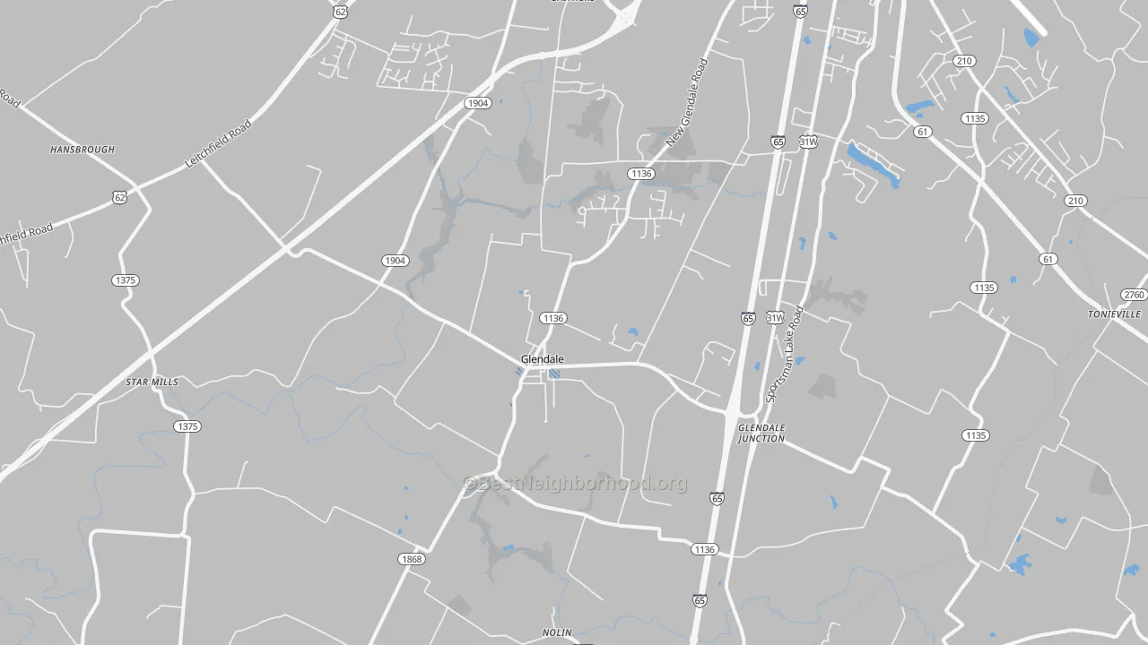Transit Grade map of Glendale, KY