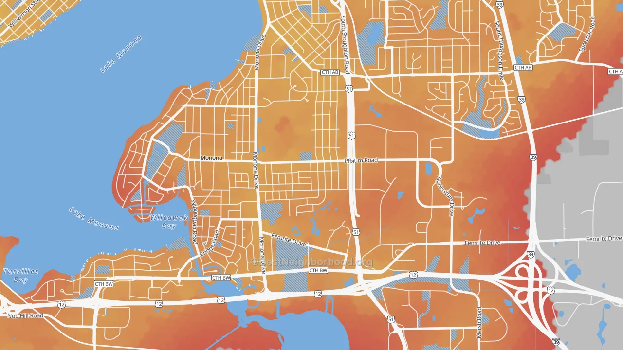 Transit Grade map of Glendale, Madison, WI