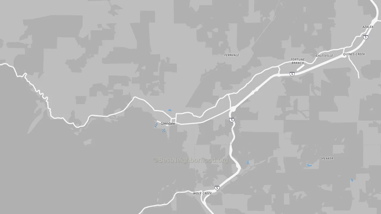 Transit Grade map of Glendale, OR
