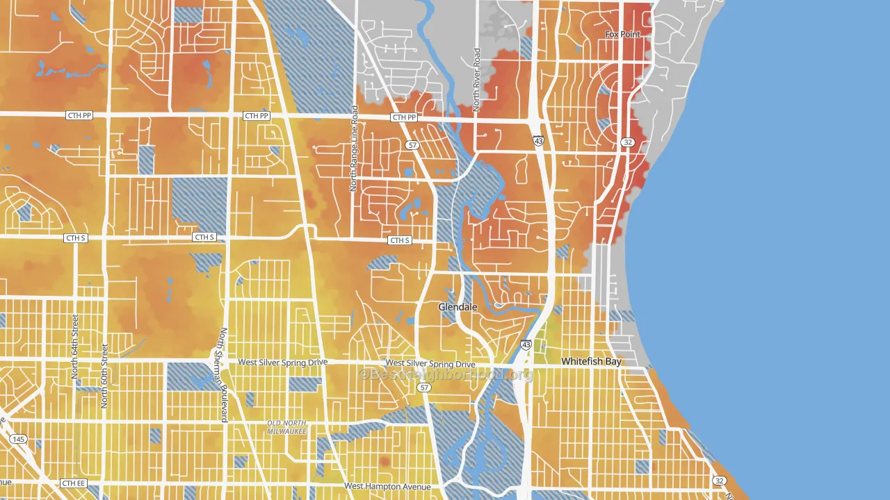 Transit Grade map of Glendale, WI