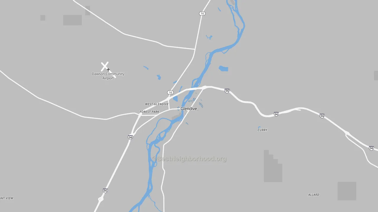 Transit Grade map of Glendive, MT