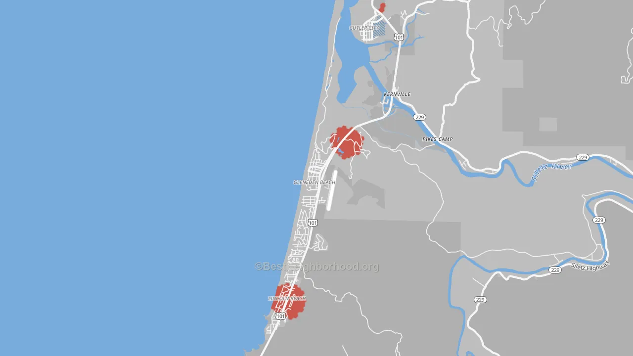 Transit Grade map of Gleneden Beach, OR