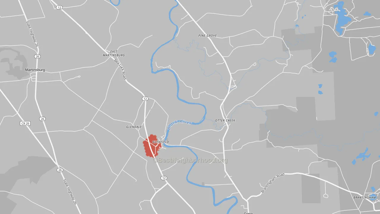Transit Grade map of Glenfield, NY
