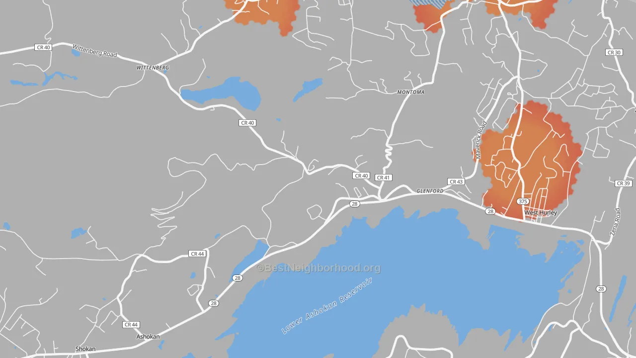 Transit Grade map of Glenford, NY