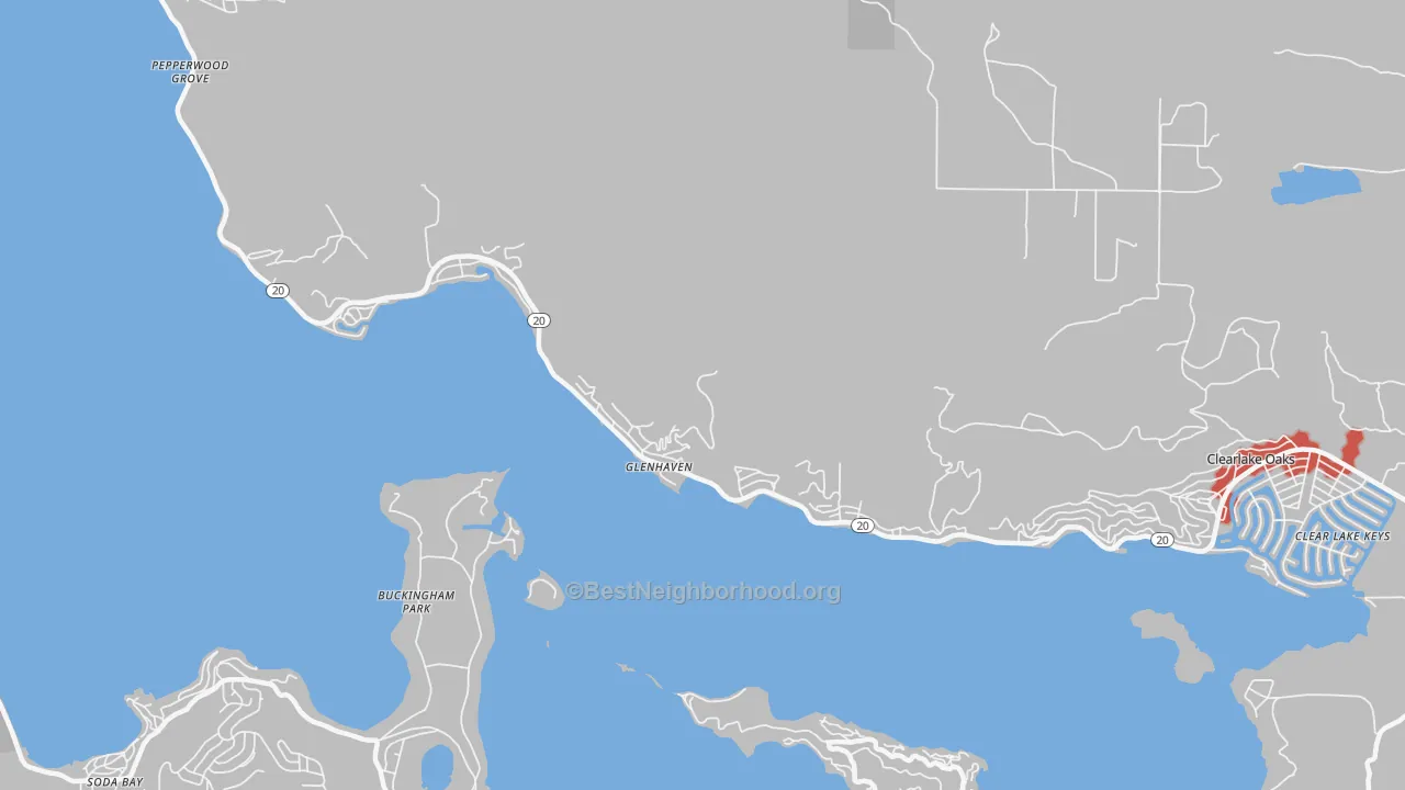Transit Grade map of Glenhaven, CA