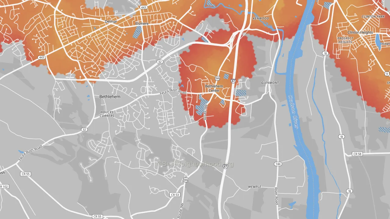 Transit Grade map of Glenmont, NY
