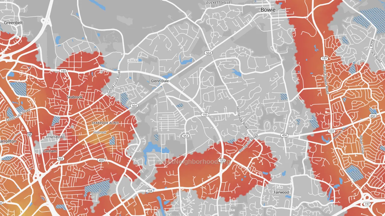 Transit Grade map of Glenn Dale, MD
