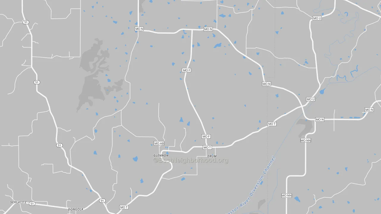 Transit Grade map of Glennon, MO