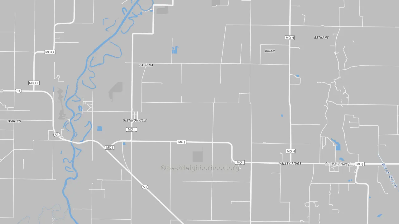 Transit Grade map of Glennonville, MO