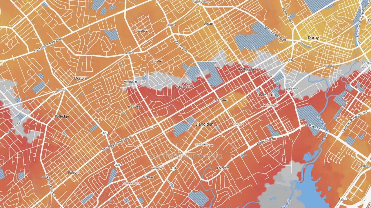 Transit Grade map of Glenolden, PA