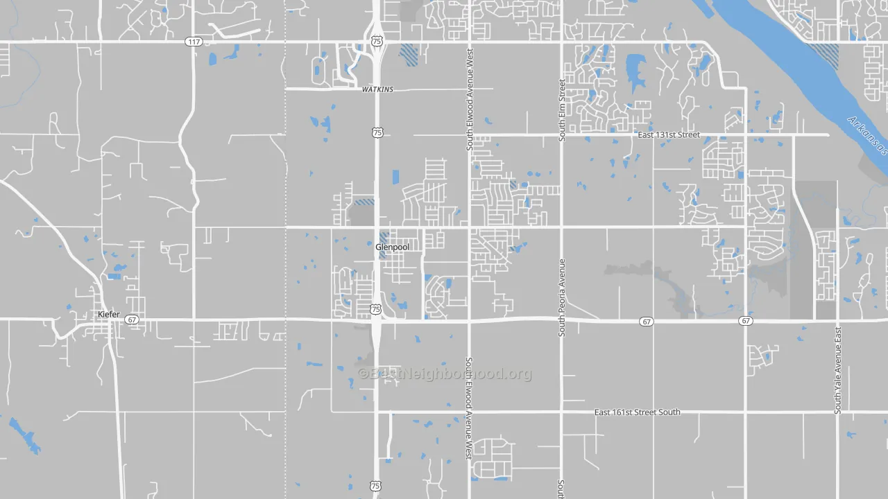 Transit Grade map of Glenpool, OK