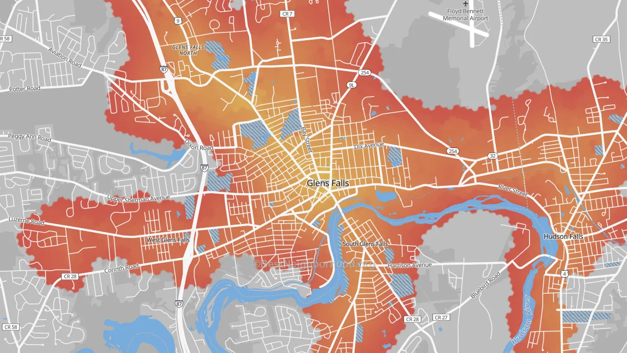 Transit Grade map of Glens Falls, NY