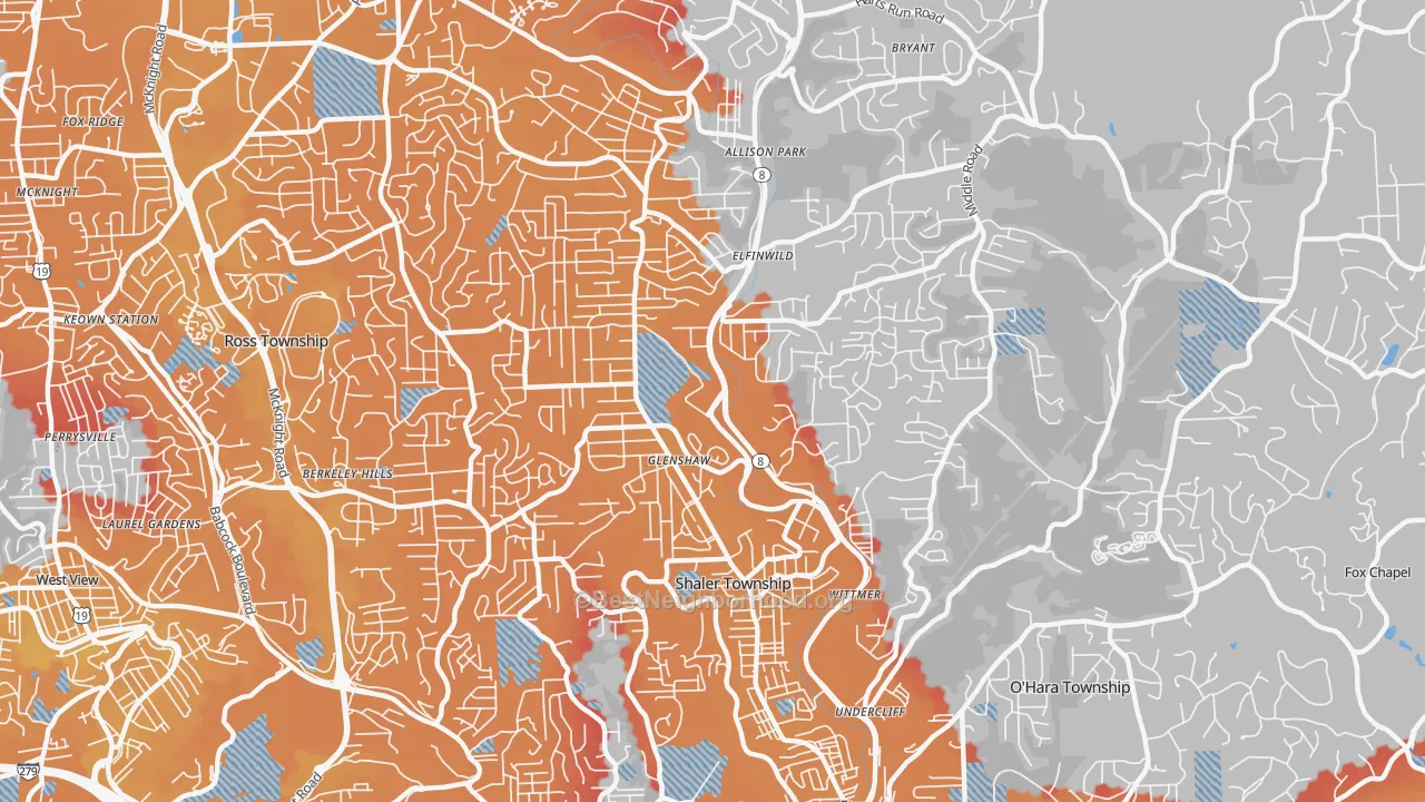 Transit Grade map of Glenshaw, PA