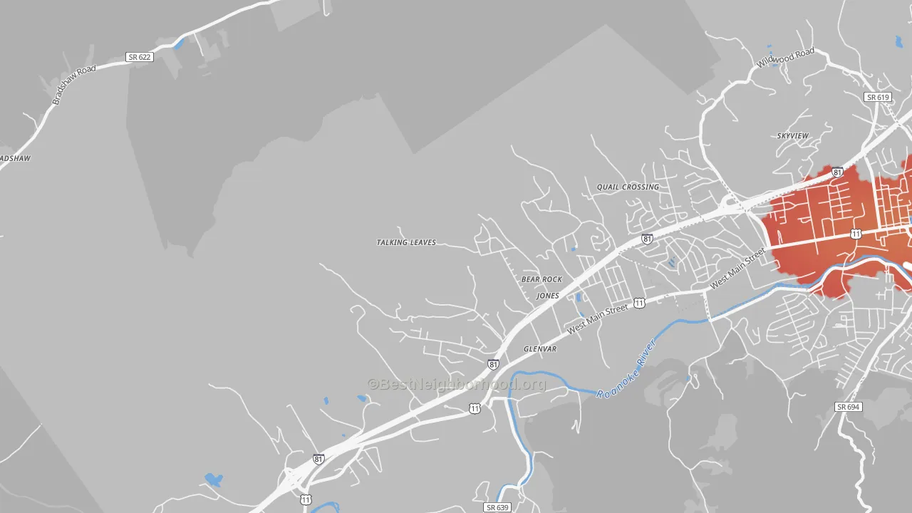 Transit Grade map of Glenvar, VA