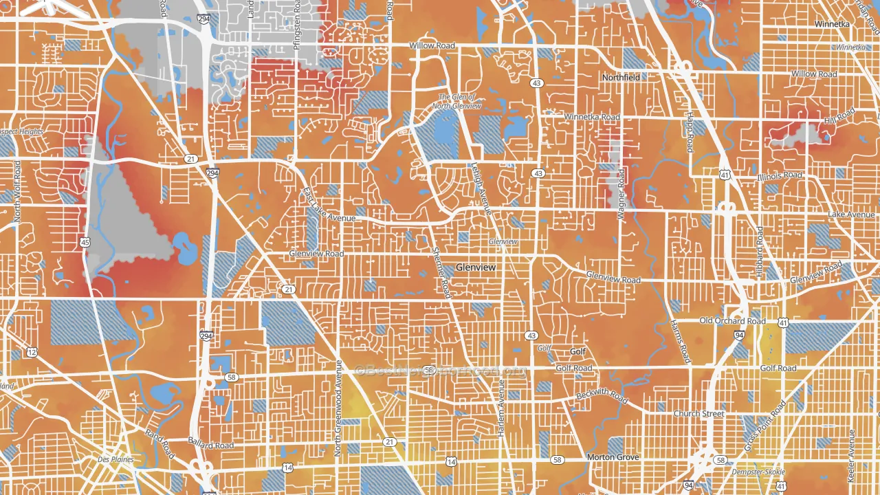 Transit Grade map of Glenview, IL