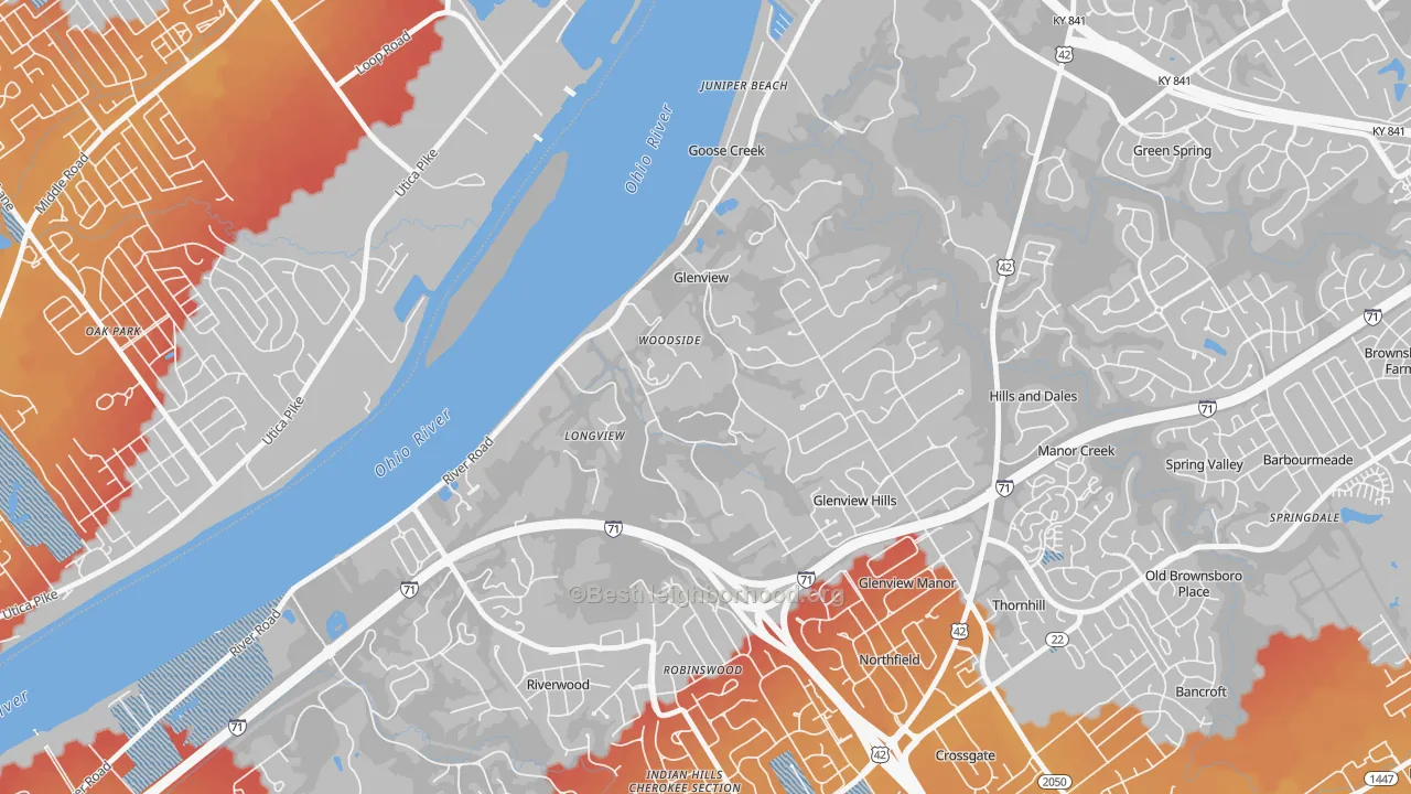 Transit Grade map of Glenview, KY