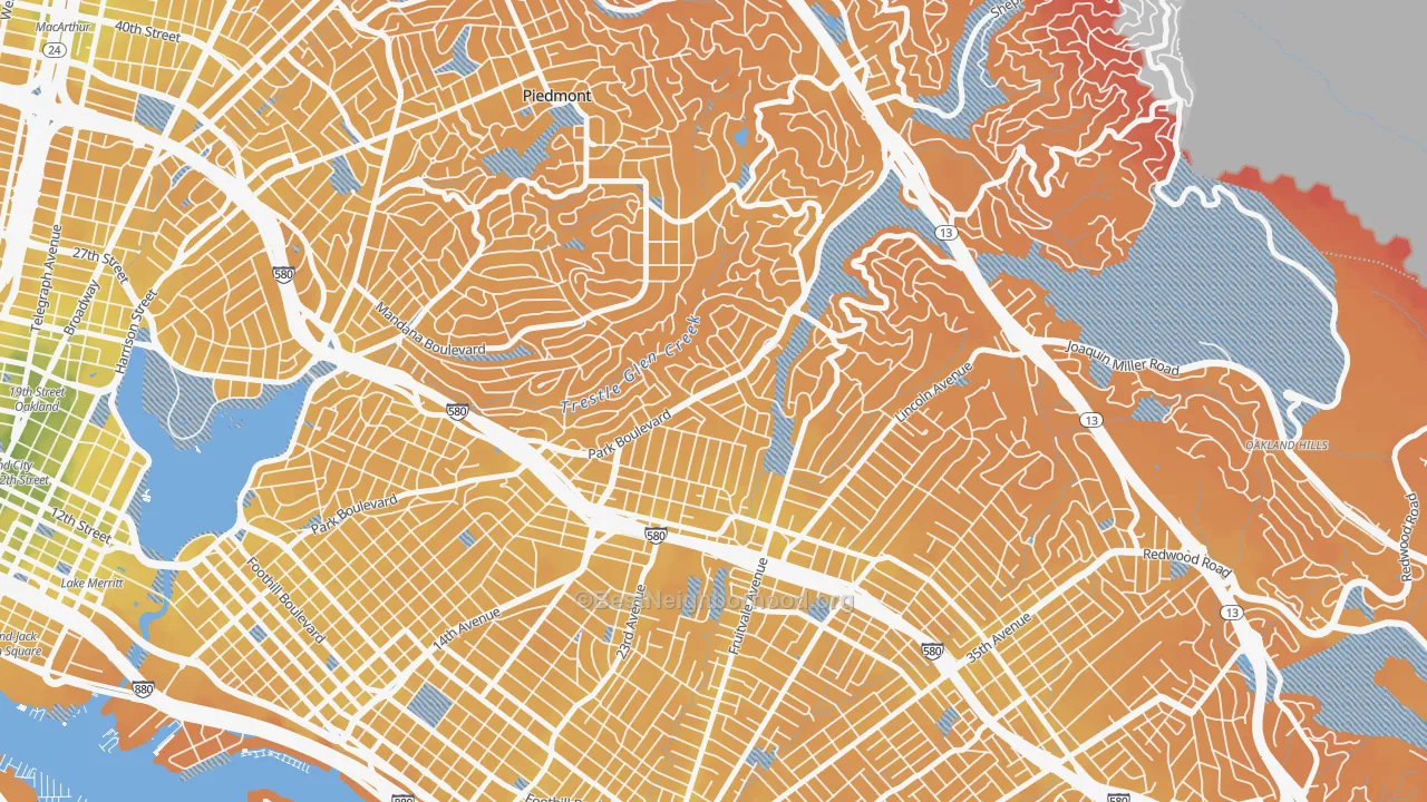 Transit Grade map of Glenview, Oakland, CA