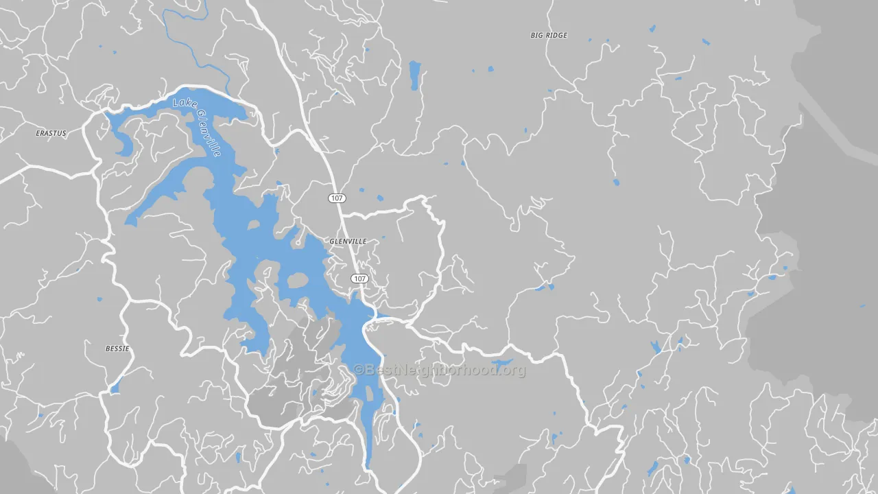 Transit Grade map of Glenville, NC