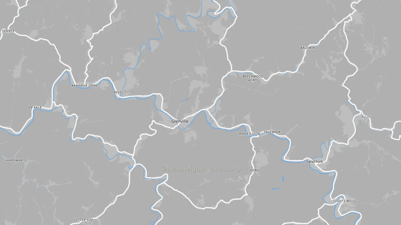 Transit Grade map of Glenville, WV