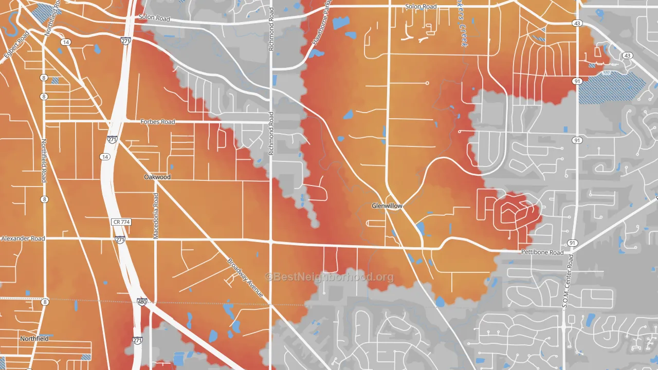 Transit Grade map of Glenwillow, OH