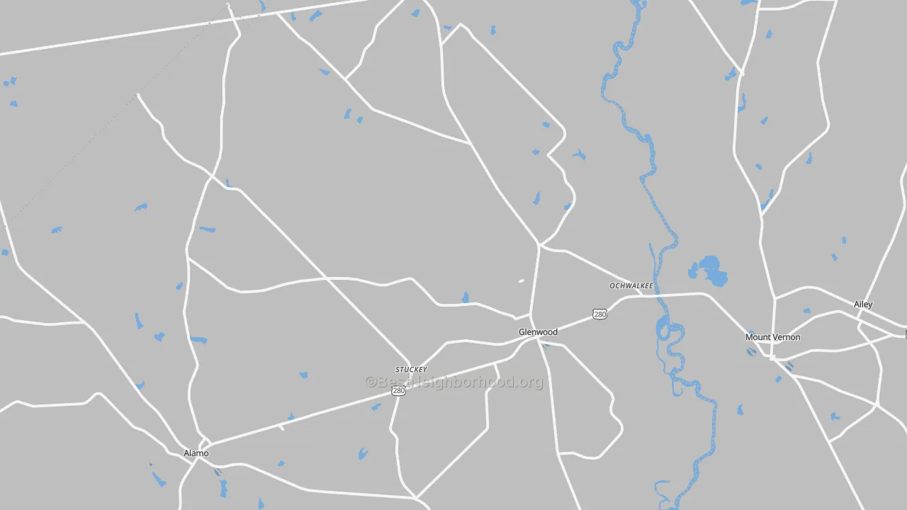 Transit Grade map of Glenwood, GA