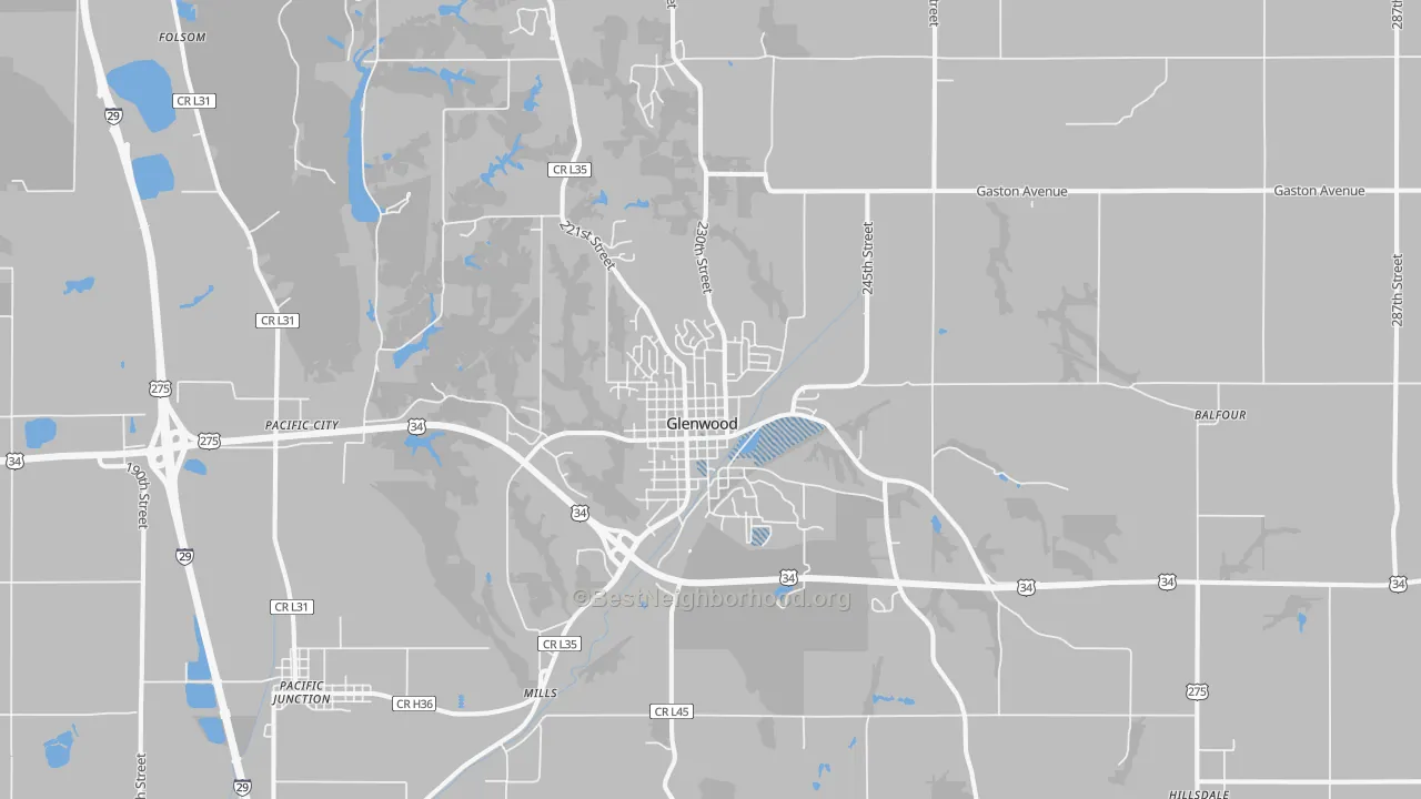 Transit Grade map of Glenwood, IA