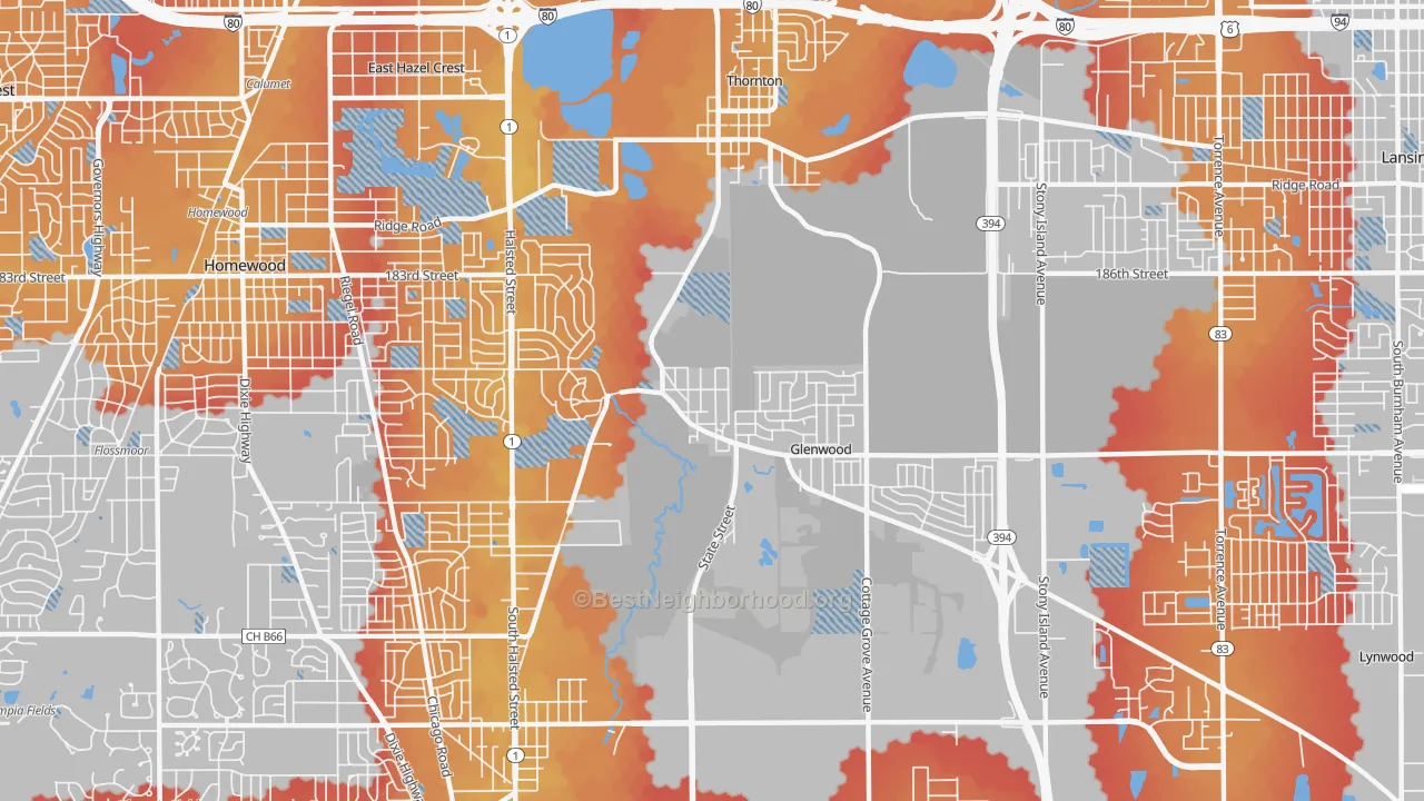 Transit Grade map of Glenwood, IL