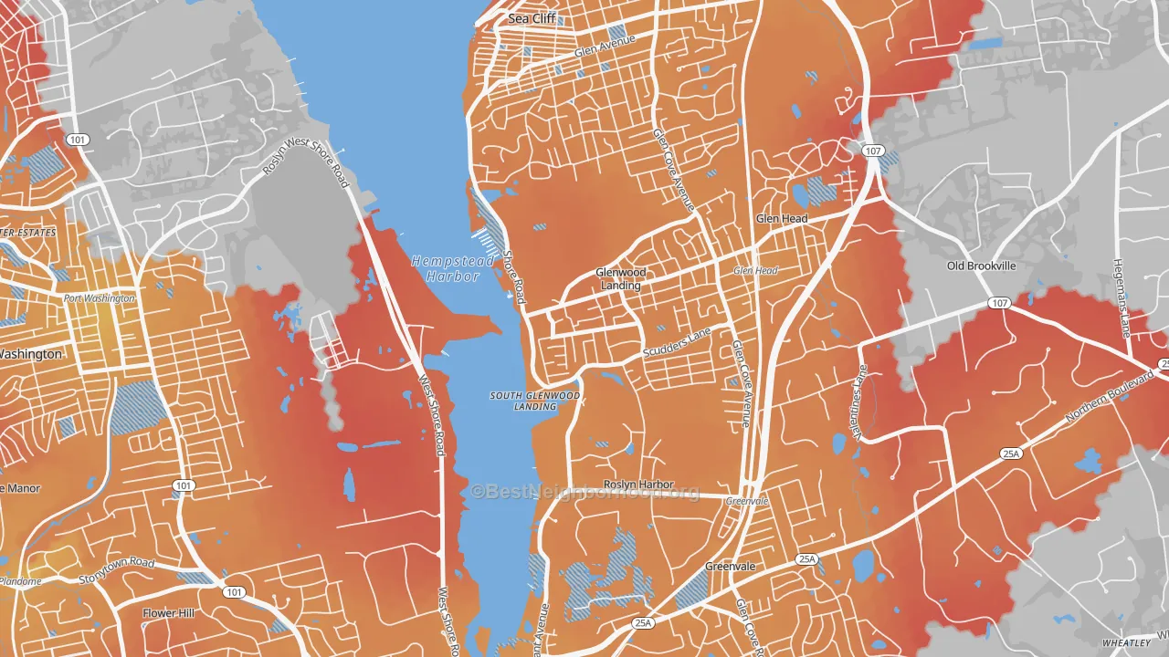 Transit Grade map of Glenwood Landing, NY