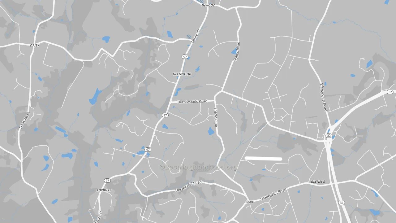 Transit Grade map of Glenwood, MD