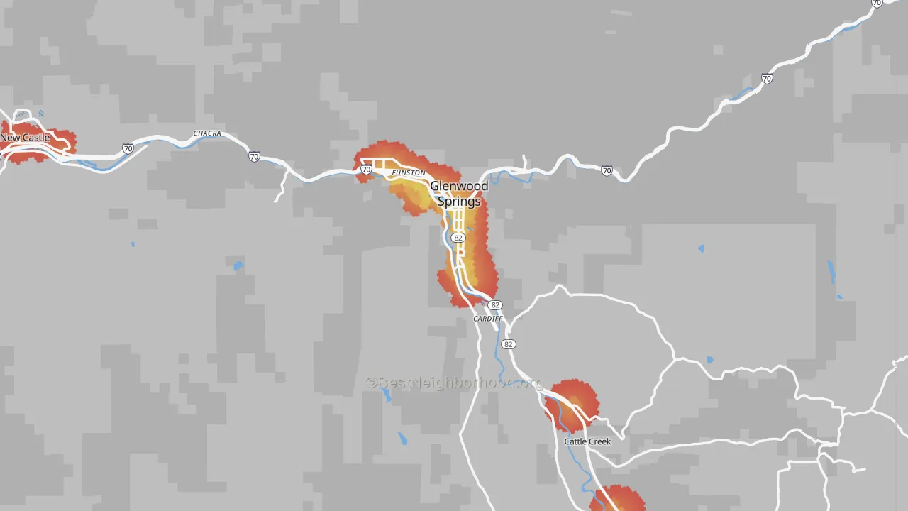 Transit Grade map of Glenwood Springs, CO