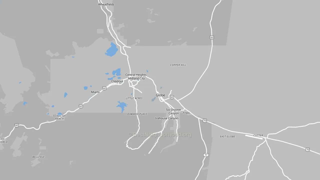 Transit Grade map of Globe, AZ
