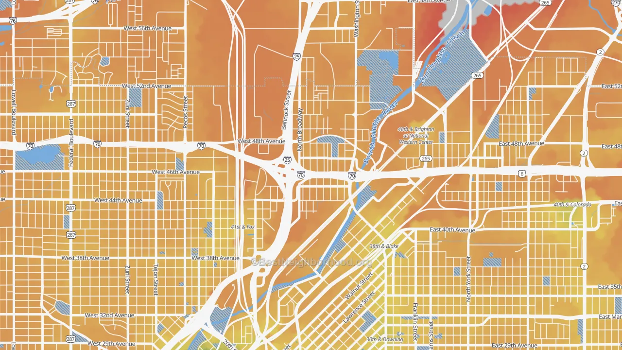 Transit Grade map of Globeville, Denver, CO