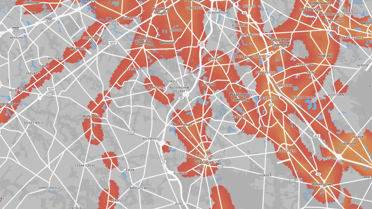 Transit Grade map of Gloucester County, NJ