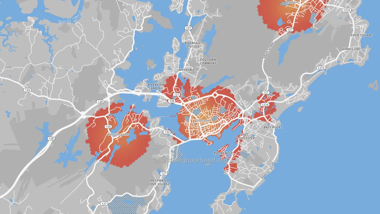 Transit Grade map of Gloucester, MA
