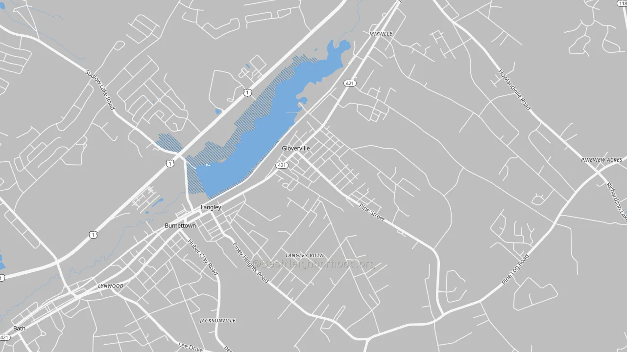 Transit Grade map of Gloverville, SC