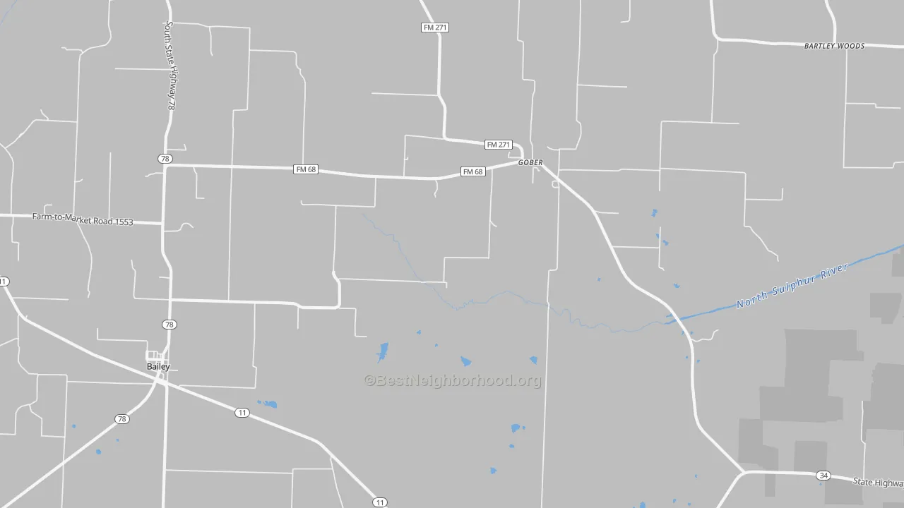 Transit Grade map of Gober, TX
