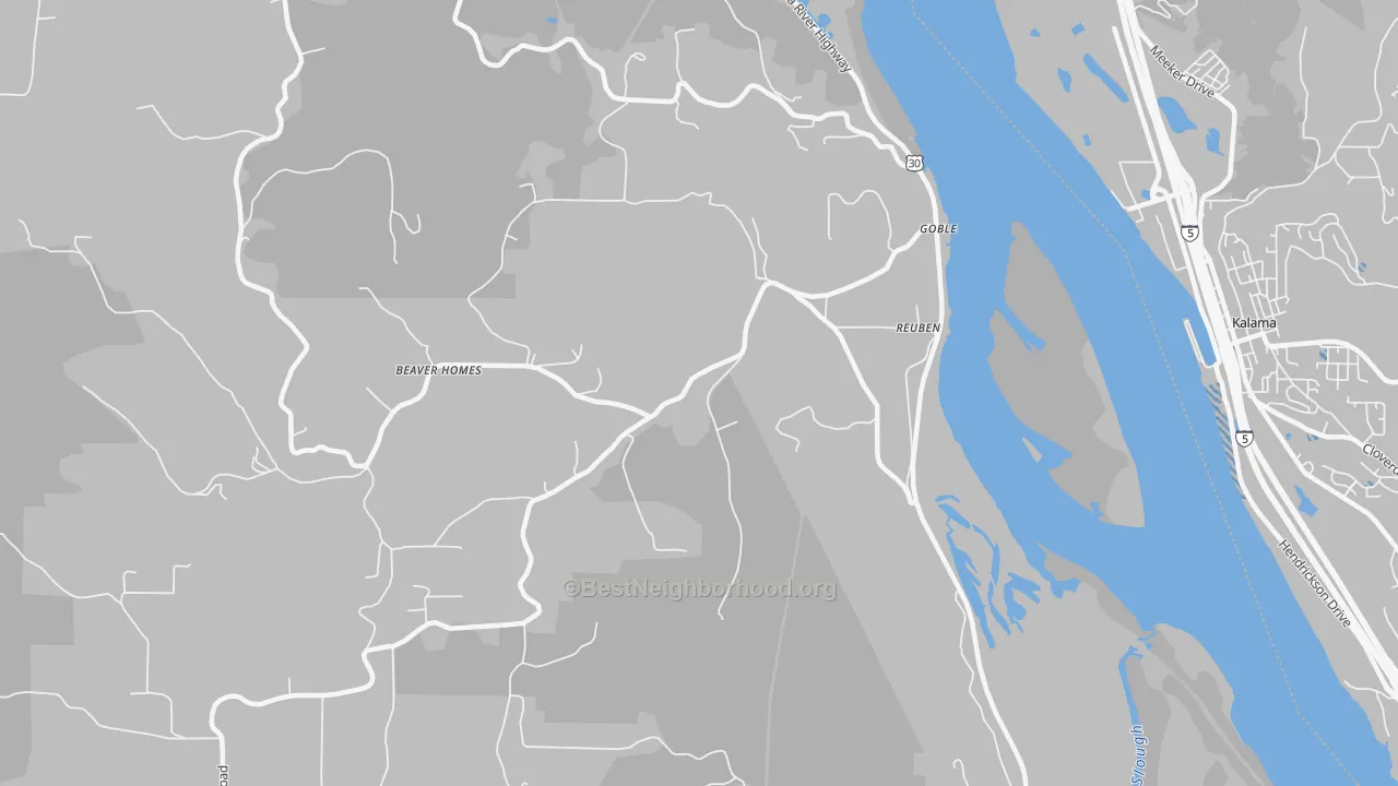 Transit Grade map of Goble, OR