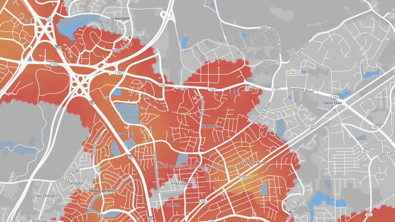 Transit Grade map of Goddard, Seabrook, MD