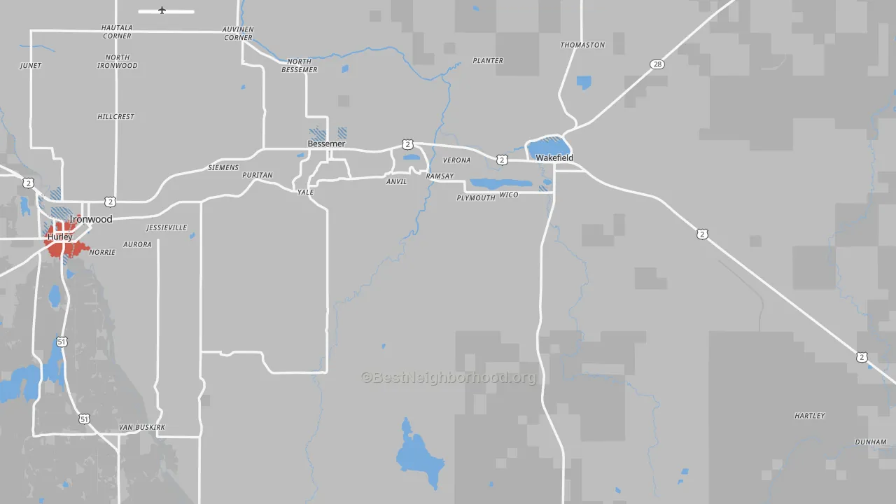 Transit Grade map of Gogebic County, MI