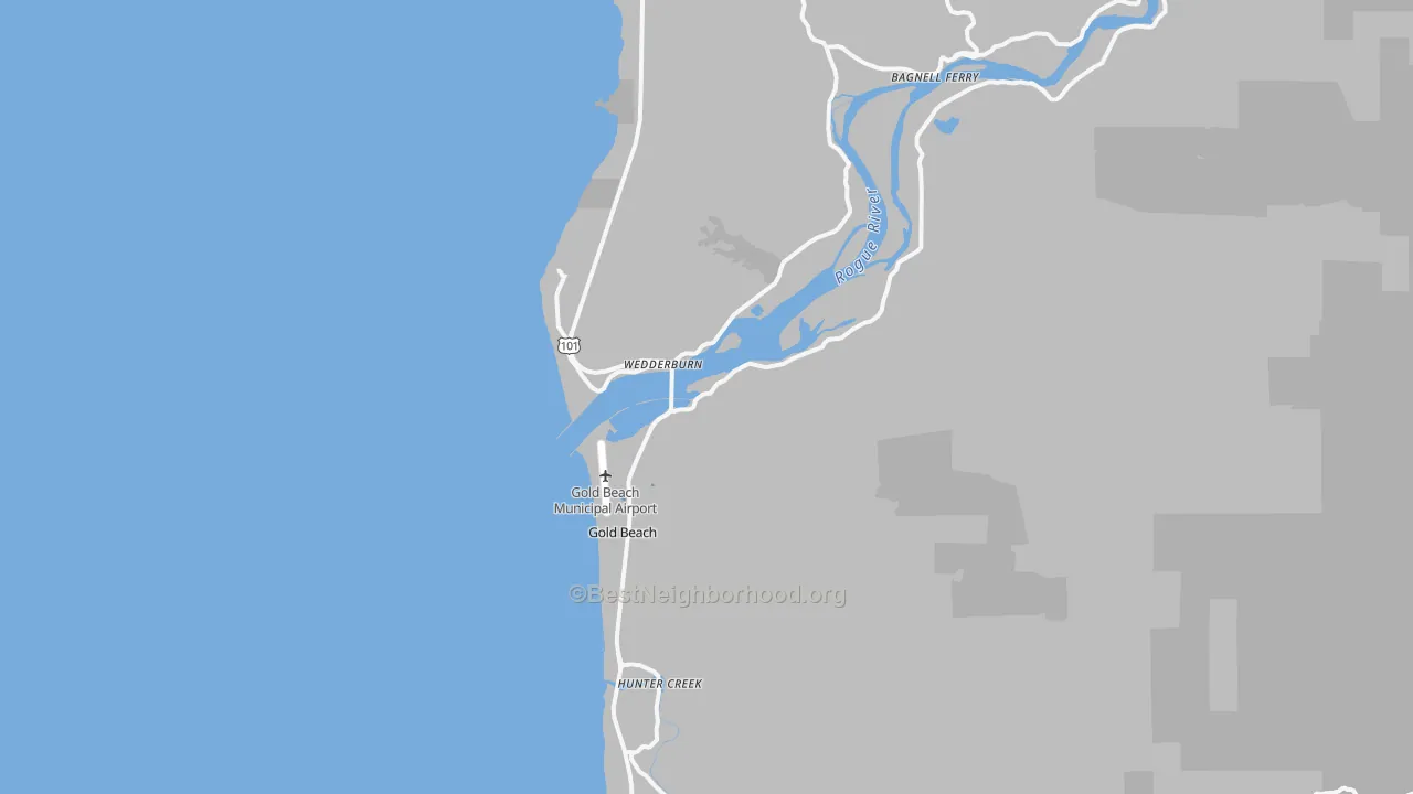 Transit Grade map of Gold Beach, OR