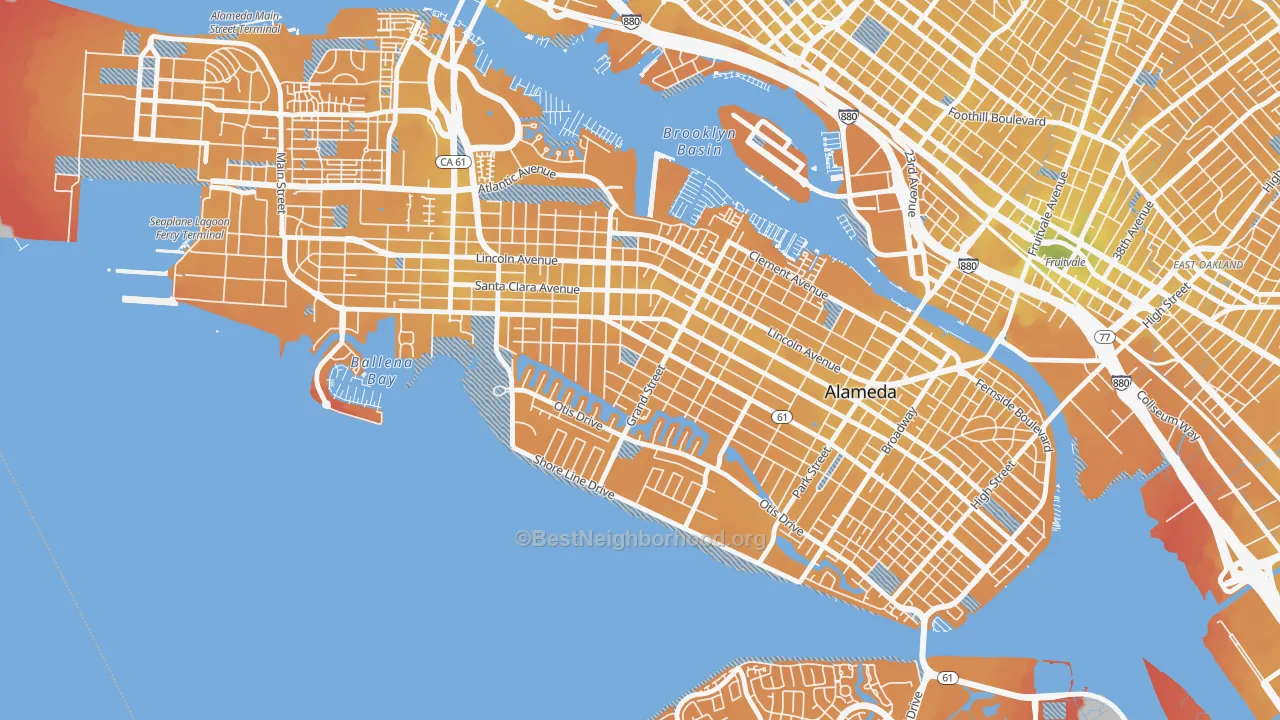 Transit Grade map of Gold Coast, Alameda, CA