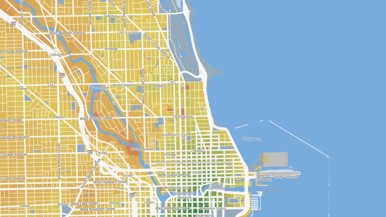 Transit Grade map of Gold Coast, Chicago, IL