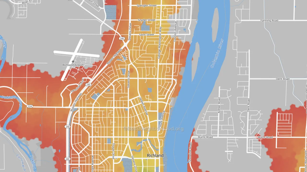 Transit Grade map of Gold Coast, Richland, WA