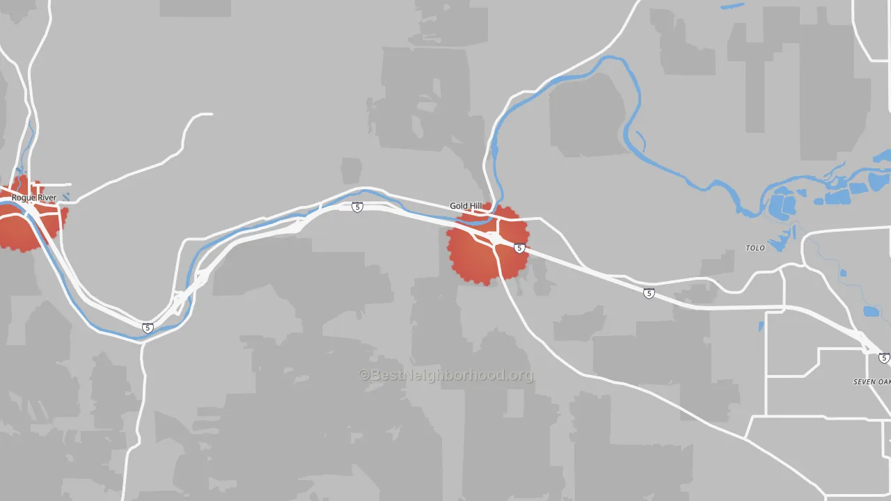 Transit Grade map of Gold Hill, OR