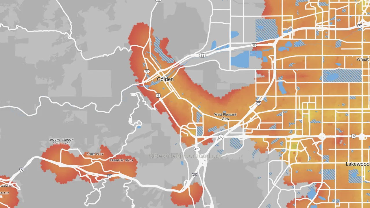 Transit Grade map of Golden, CO