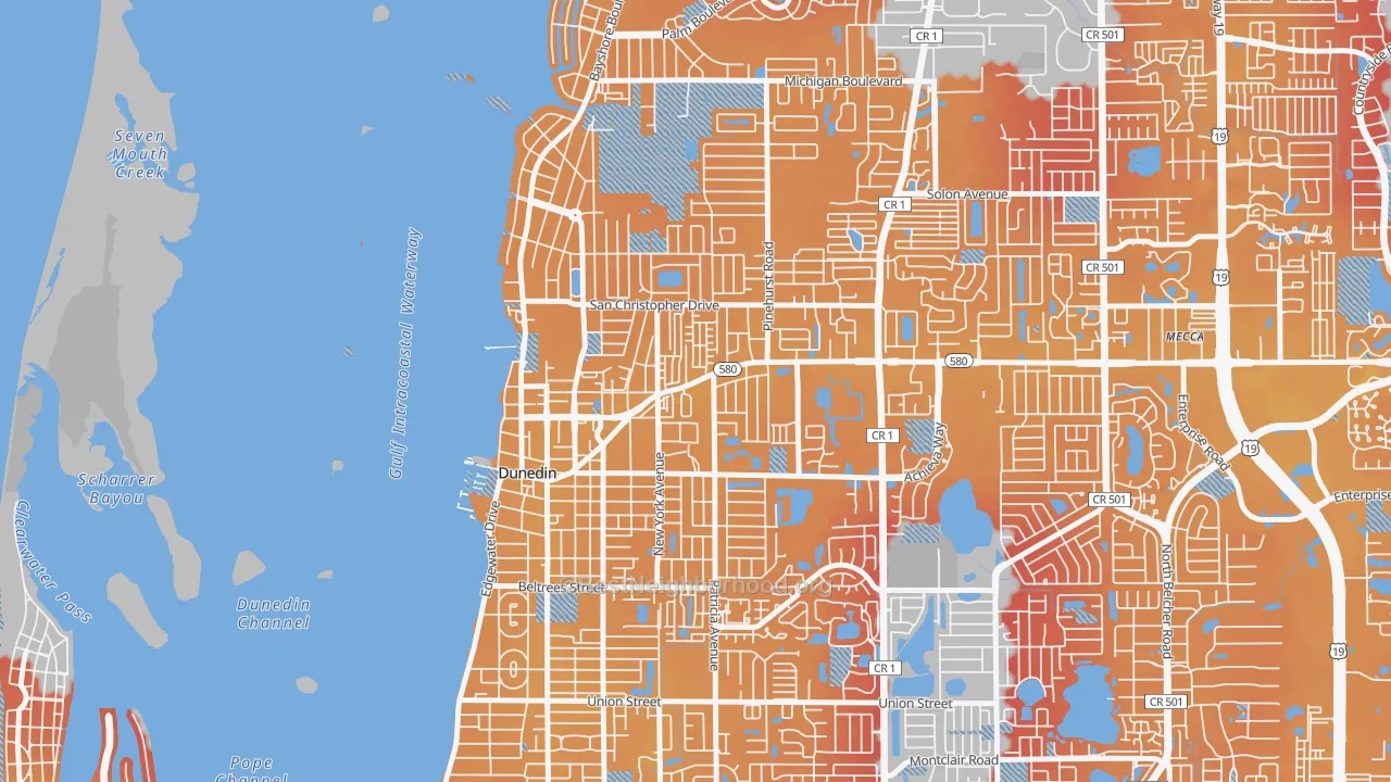 Transit Grade map of Golden Crest, Dunedin, FL