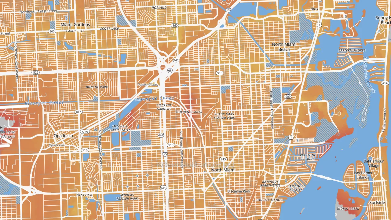 Transit Grade map of Golden Glades, FL