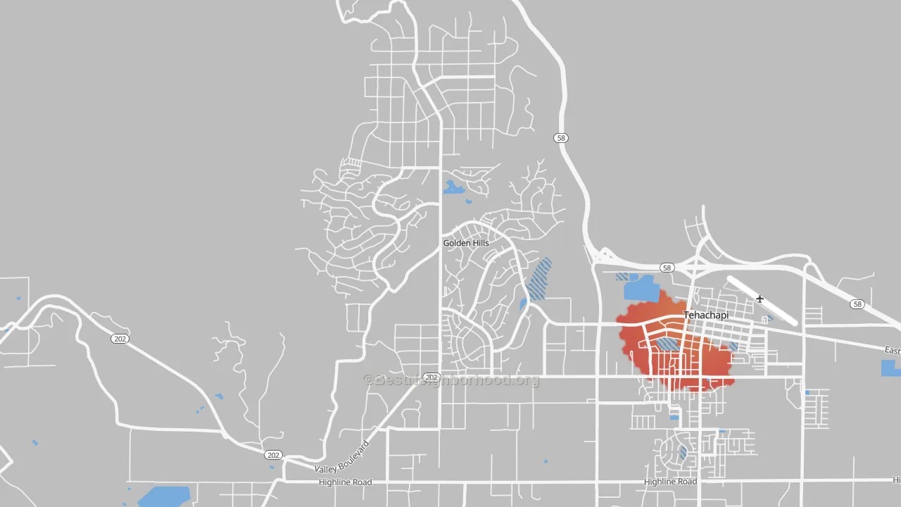 Transit Grade map of Golden Hills, CA