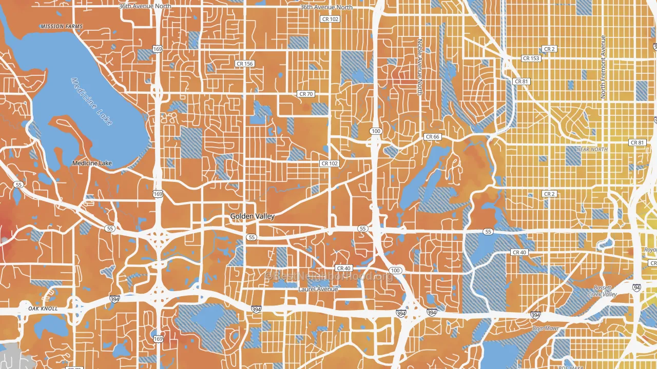 Transit Grade map of Golden Valley, MN